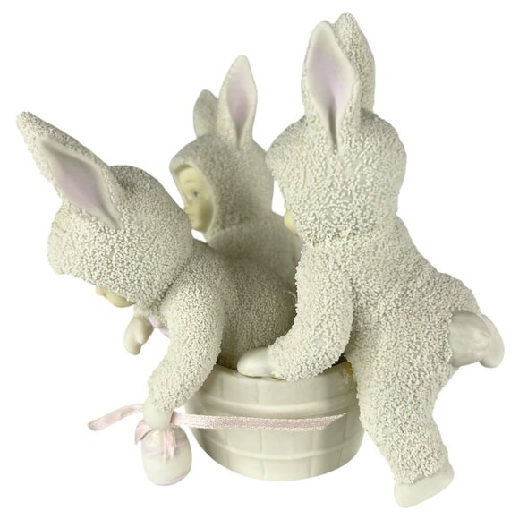 1995 Dept 56 Snowbunnies Figurine Rub A Dub Dub 3 Bunnies In A Tub Easter Egg - Picture 8 of 10